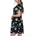 thumbnail image 2 of Goofa Daisies Flowers Pattern Women Summer Short Sleeve Midi Dress with Pockets Casual Aline Flowy Tshirt Dress Vocation Beach Sundress, 2 of 6