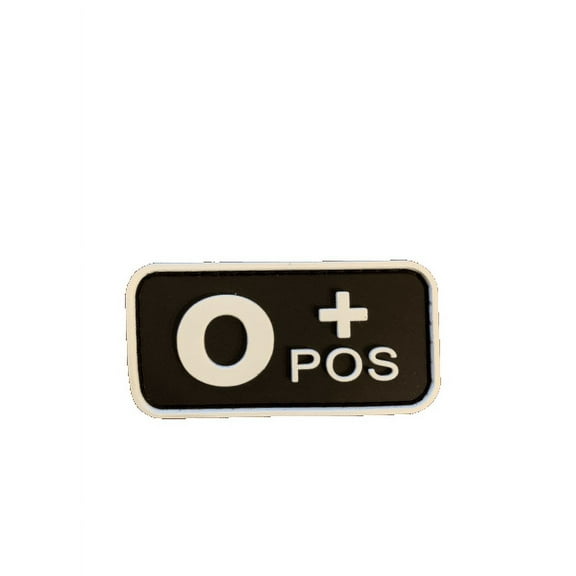 O  Postive Blood type hook and loop Patch black and white PVC