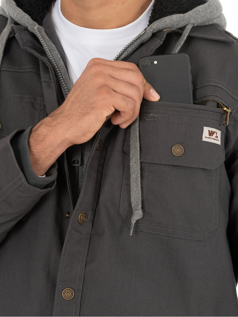 ジャケット・アウター Lightweight Shirt Jacket Wells Lamont Quilted Flex Canvas Shirt Jacket - Sherpa Lined