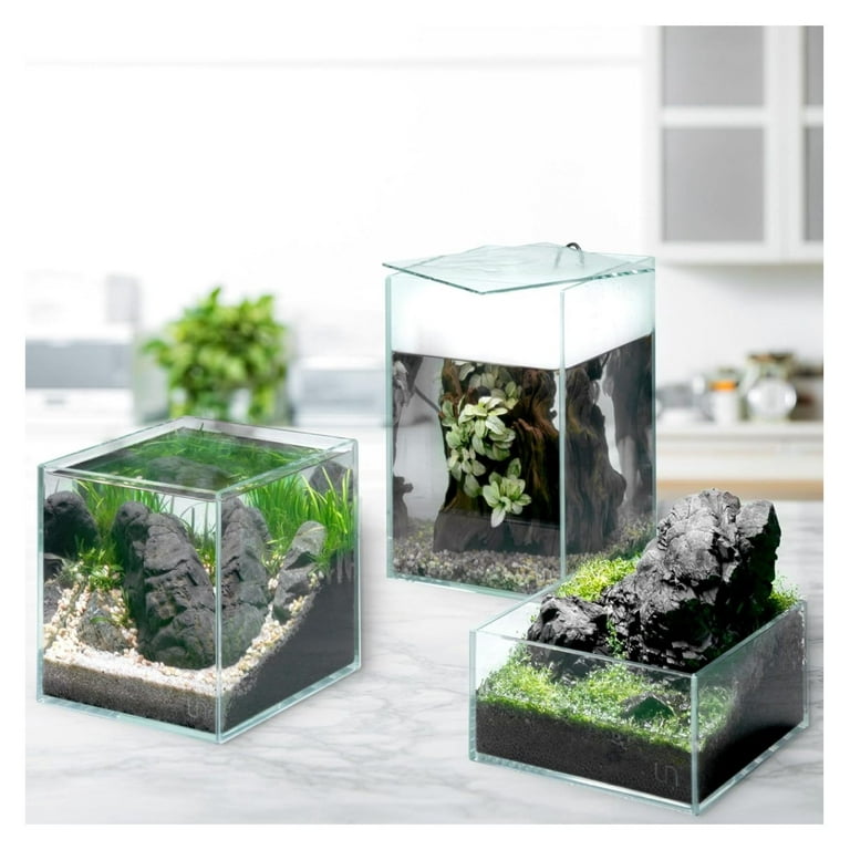 Hongwa Ultra Clear Rimless Aquarium Low Iron Glass Fish with 45 Mitered Edges 5mm 12mm Thick Leveling Mat Included 25C Cube 4 Gallon Walmart