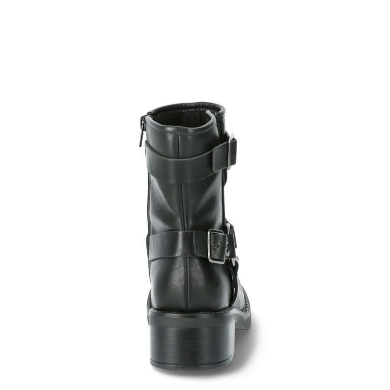 No Boundaries Women s Buckle Moto Boots Walmart