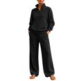 thumbnail image 4 of Women's Sweatsuits 2 Piece Outfits Lounge Sets | Cozy Airport Outfits,Casual Sweat Sets for Fall And Winter,Half Zip Pullover And Baggy Sweatpants with Pockets QURATI, 4 of 7