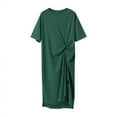 thumbnail image 5 of Arnsht Women's Summer Crew Neck Short Sleeve Midi Tshirt Dresses Solid Color Casual Tunic Dress with Pockets Green M, 5 of 9