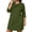 Army Green, variant on Plus Size Women's 3/4 Sleeve Nightgown Round Neck Mini Sleep Dresses Fall Casual Loose Loungewear Dress L-5XL