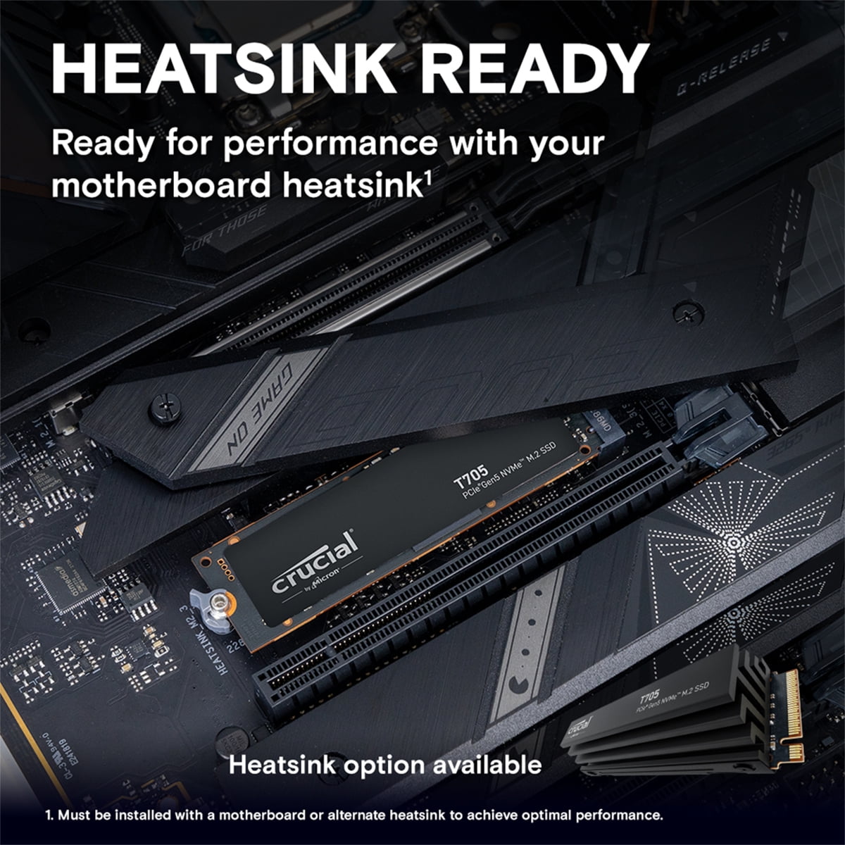 Crucial T705 4TB PCIe Gen5 NVMe M.2 SSD - 14,100 MB/s Speed