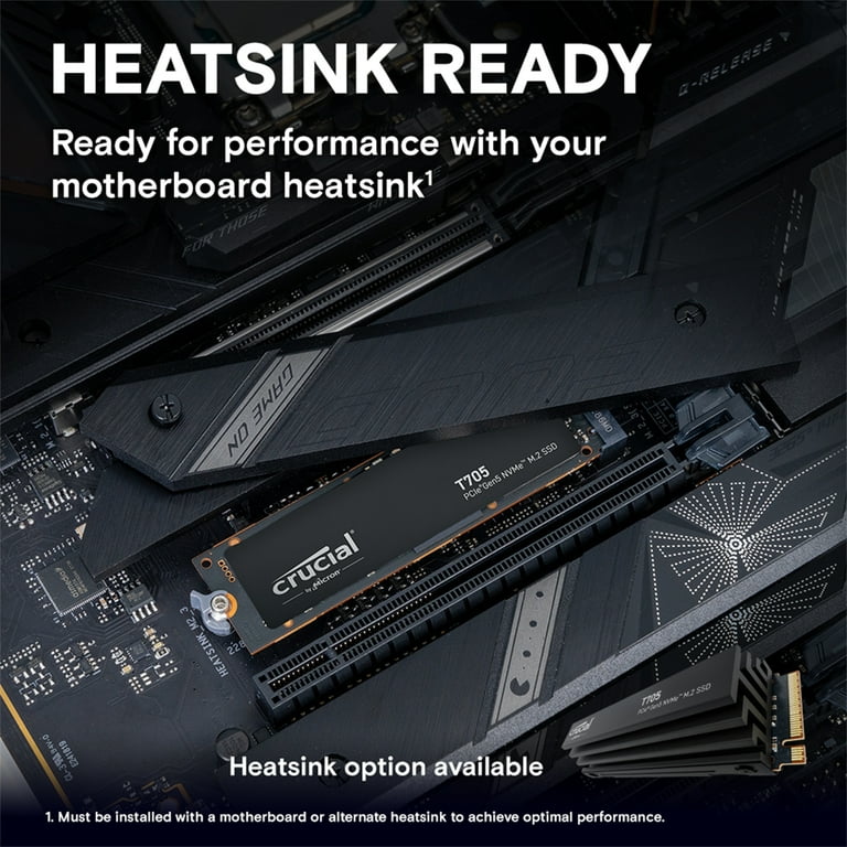 Crucial T705 1TB PCIe Gen5 NVMe M.2 SSD - Up to 13,600 MB/s