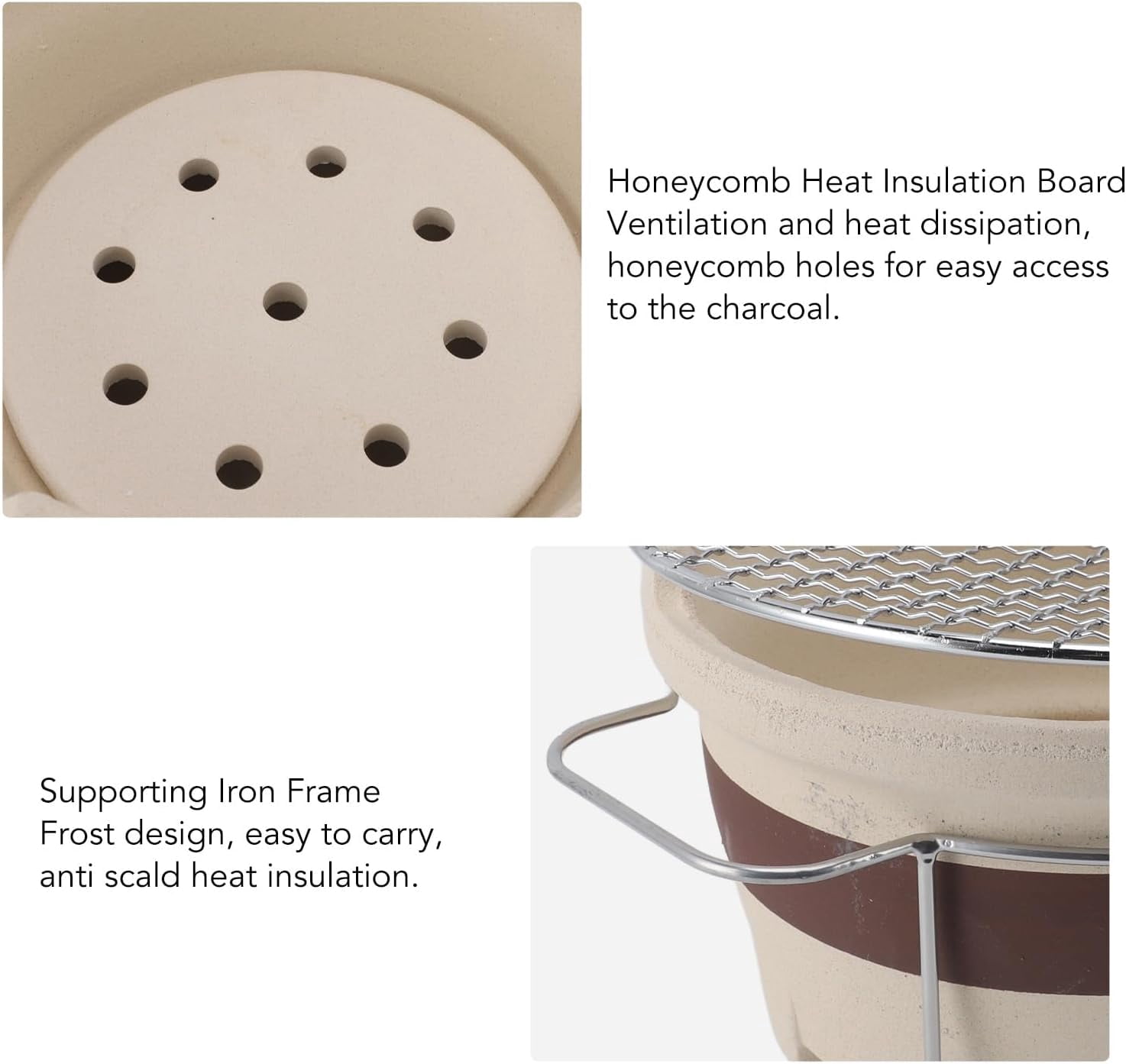 Clay Charcoal Stove, Coarse Ceramic Multifunctional Tea Boiler & Grill, Indoor Outdoor BBQ Compact Portable, for Home Camping