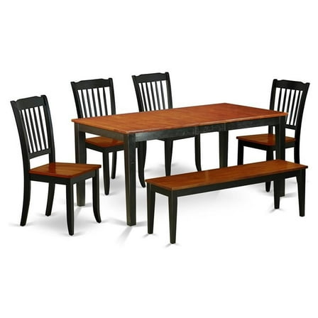 Pemberly Row 6-piece Dining Set with Wood Seat in Black/Cherry