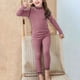 thumbnail image 2 of Odeerbi 1-9 Años Niñas Pijama Conjuntos Rib Knit Long Johns Pijama Manga Larga Cuello Redondo Botton Pantalones Largos Conjuntos, 2 of 7
