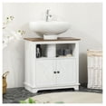 thumbnail image 2 of Farmhouse Bathroom Cabinet Under Sink, Pedestal Vanity Organizer with Doors & Shelves, White, 2 of 9