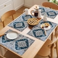 thumbnail image 5 of Blue Grey Boho Floral Placemats Set of 8 Vintage National Flower Place Mats Indoor Wipeable Table Mats Washable Cloth Dining Table Placemats for Kitchen Holiday Party Home Decor 13x19 Inch, 5 of 9