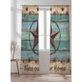 thumbnail image 2 of Sheer Curtains 96 Inches Long 2 Panels Set for Living Room, Texas Star Country Semi Sheer Curtains for Windows, Western Old Wooden Board Vintage Voile Window Treatments Rod Pocket Curtain, 2 of 7
