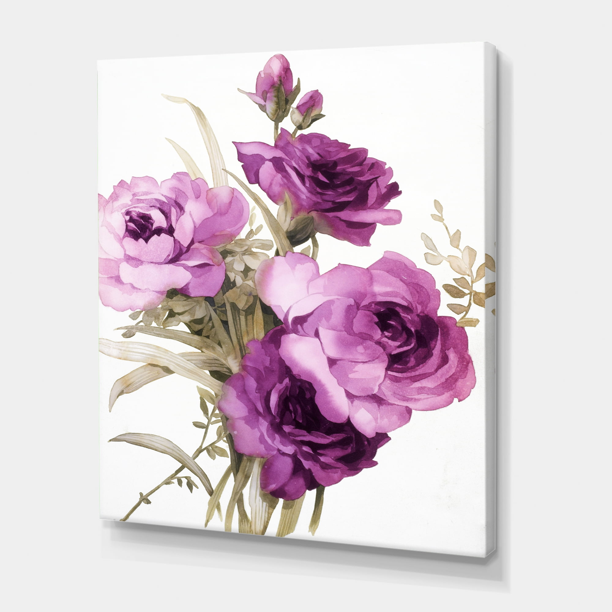 Designart ' Bouquet of Dark Pink Roses ' Traditional Canvas Wall Art Print