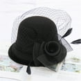 thumbnail image 2 of Dyfzdhu Women Autumn Winter Flowers Round Top Casual Fisherman Bucket Cap Small Bowler Hat Black, 2 of 3