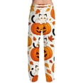 thumbnail image 6 of Evdexr Halloween Pajamas Mens 2026 Witch Hat Bat Pumpkin Printed Pajama Pants Drawstring Wide Leg Trousers Lounge Casual Elastic Waist Pants with Pocket 2XL, 6 of 7