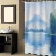 thumbnail image 2 of Fabric Shower Curtain, Abstract Sky Mountain River and Trees Landscape Watercolor Shower Curtains with 12 Hooks Waterproof Machine Washable Bath Curtains for Bathroom, 48x 72in, 2 of 6
