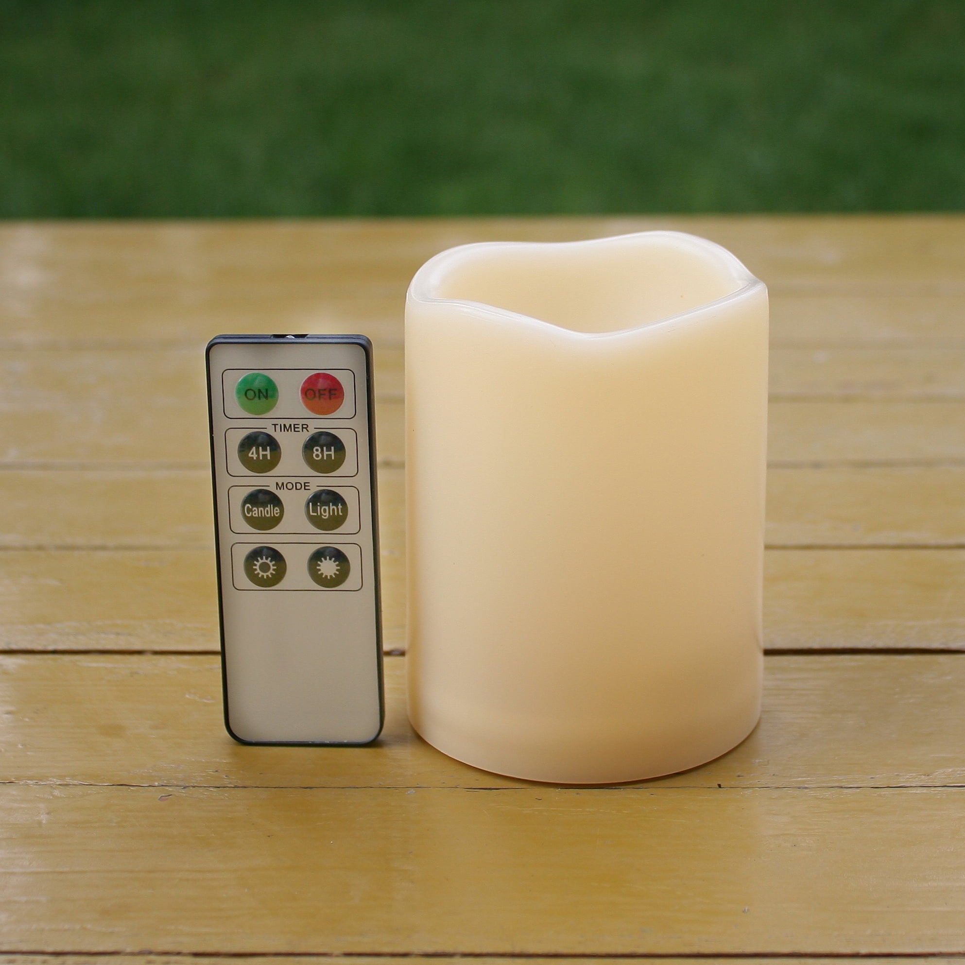 Outdoor Waterproof Flameless LED Pillar Candle with Remote and Timer
