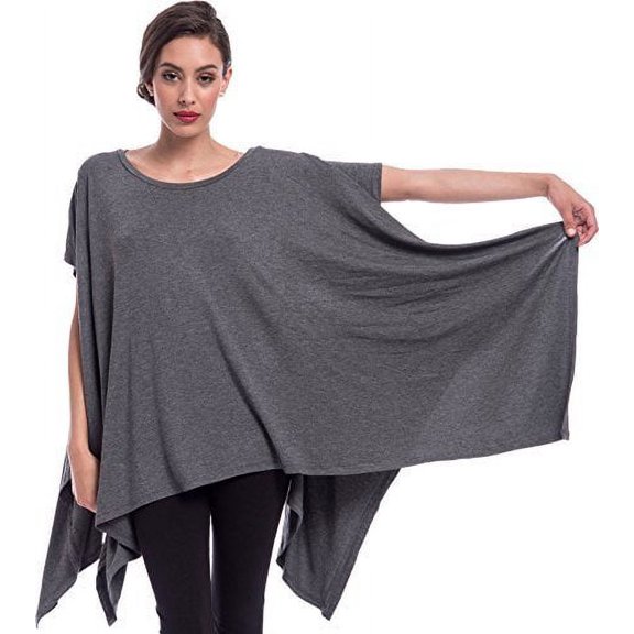 Loose Fit Short Sleeve Tunic with Asymmetrical Hemline