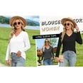 thumbnail image 7 of MOSHU Long Sleeve Womens Tops Deep V Neck Blouses for Women Loose Fit Curved Hem Fall Shirts, 7 of 7