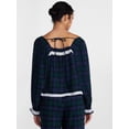 thumbnail image 4 of Joyspun Women's Flannel Peasant Sleep Top with Long Sleeves, Sizes XS-2X, 4 of 6