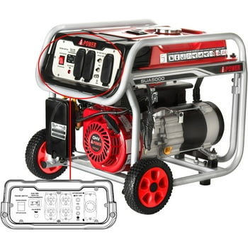 A-iPower SUA5000 generator with 5000 peak watts, 4250 running watts, and mobility kit A-iPower SUA5000 generator with 5000 peak watts, 4250 running watts, and mobility kit