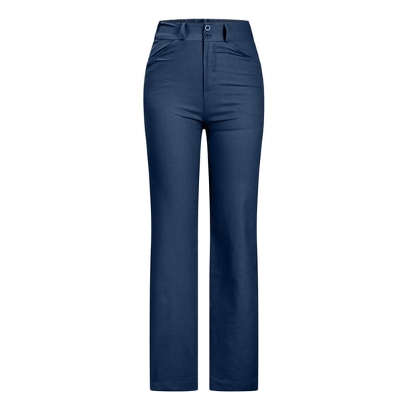Womens Casual Wide Leg Palazzo Pants Summer High Waist Straight Leg Lounge Trousers Lightweight Pants Pockets Ladies Comfy Plus Size Trendy Outfits Flowy Straight Leg Clothes Navy