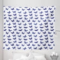 thumbnail image 1 of Butterfly Tapestry, Monochrome Design Pattern of Abstract Moths on Plain Background, Fabric Wall Hanging Decor for Bedroom Living Room Dorm, 5 Sizes, Dark Ceil Blue and White, by Ambesonne, 1 of 1