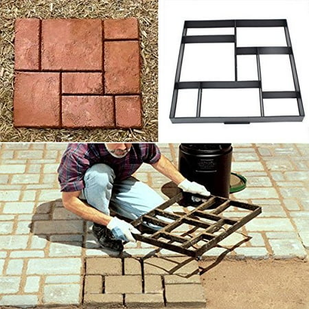 Garden Furniture Concrete DIY Path Maker Mold Garden Paving Mould Patio Concrete Stone Lawn Walk Maker Slabs Path Brick ()
