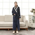 thumbnail image 3 of Fozruso Women's Robes Plus Size Thickened Long Flannel Couple Robe With Flange Bathrobe, 3 of 6