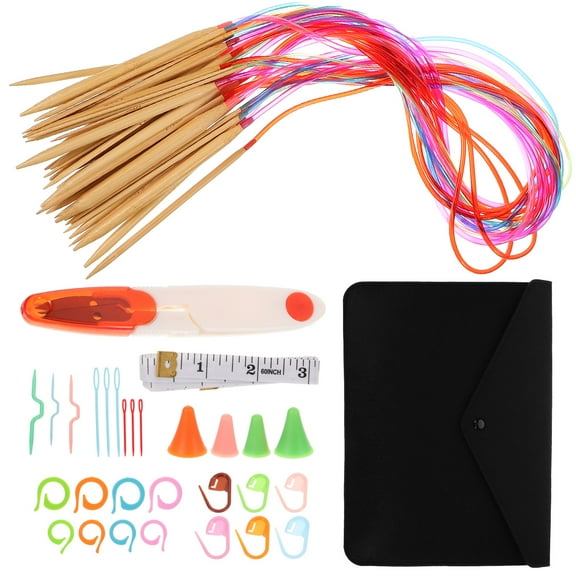 Wooden Double Pointed Needle Knitting Tool Set Crochet Hook Kit Sweater Yarn Weaving Needles