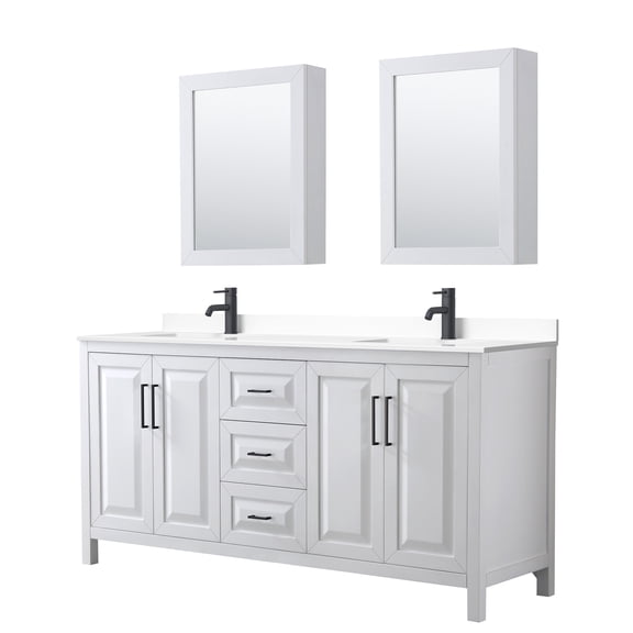 Wyndham Collection WCV252572DWBWCUNSMED Daria 72" Free Standing Double Basin Vanity Set -