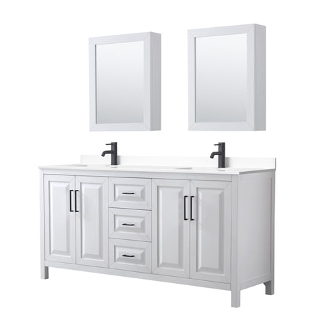 Wyndham Collection WCV252572DWBWCUNSMED Daria 72 Free Standing Double Basin Vanity Set -