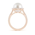 thumbnail image 2 of Angara South Sea Cultured Pearl Split Shank Ring with Halo in 14K Rose Gold for Women | June Birthstone Jewelry for Her, 2 of 8