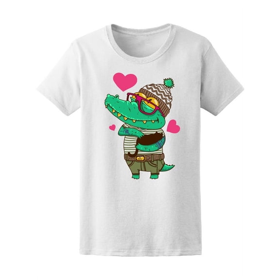 Cute Crocodile Holding Cat Love T-Shirt Women -Image by Shutterstock, Female x-Large