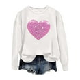 thumbnail image 4 of Arlun Valentines Sequins Heart Graphic Sweatshirts for Women Casual Long Sleeve Glitter Heart Graphic Pullover Tops Autumn and Winter Fashion Going out Outfits White XL, 4 of 5