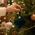 thumbnail image 4 of Large Velvet Christmas Ball Ornaments, Vintage Christmas Plastic Ball Ornaments Flocked Xmas Tree Hanging Decoration for Xmas Party Decor(4 Inch,Green), 4 of 6