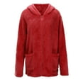 thumbnail image 6 of Lixiuxyad Fleece Jacket Women's Casual Solid Color Hooded Sweater Coat Long Sleeve Double Fleece Outerwear For Daily Outdoor Campus Wear In Autumn Winter Red, 6 of 6