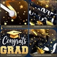 thumbnail image 4 of Gold Accent Graduation Banner Navy Blue Congrats Backdrop Graduation Cap Diploma Scroll Grad Display for Graduation Party College Graduation Grad Ceremony, 4 of 9