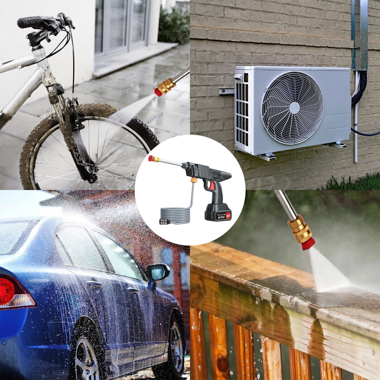 288VF Cordless Pressure Washer with 2 Batteries & Foam Water Bottle - 800W Electric Power Washer, 30Bar High Pressure, 5m Hose for Cars, Driveway, Patio Cleaning
