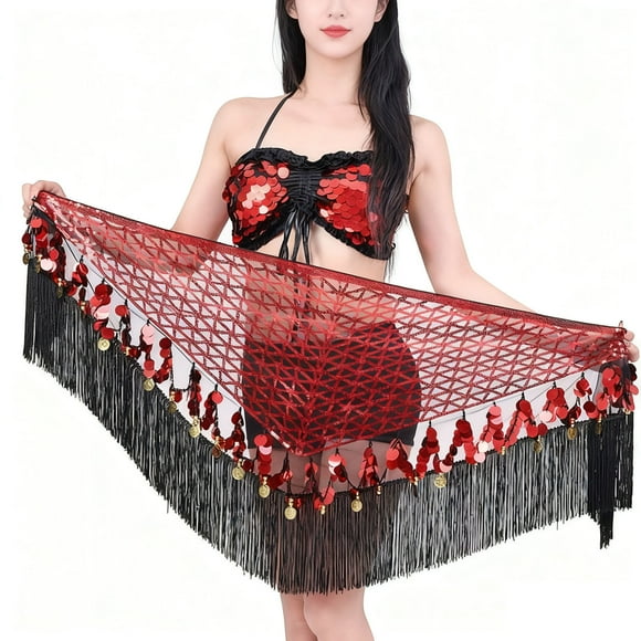 Indian Costume Men Women's Sequined Tassel Belly Dance Towel Waist Wrap Bohemian Indian Dance Costume Belly Dance Pants