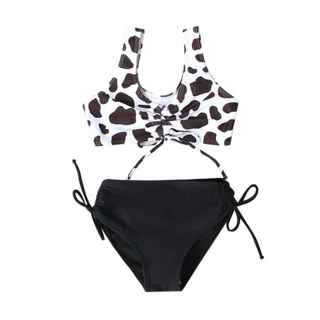 

CenturyX Kids Baby Girl Swimsuit Two Piece Bathing Suit One Shoulder Strap Tops Bikini Triangle Shorts Swimming Set Black 2-3 Years