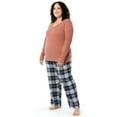 thumbnail image 4 of Fruit of the Loom Women's Beyond Soft Long Sleeve Waffle Top and Flannel Bottom Pajama Set, Sizes S-4X, 4 of 9