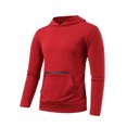 thumbnail image 3 of Mens Cotton Blend Hoodies with Front Pocket Pullover Long Sleeve Sweatshirts Lightweight Solid Color Breathable Athletic Workout Hooded Tops, 3 of 4