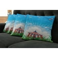 thumbnail image 2 of Ambesonne Retro Throw Pillow Cover 4 Pack, Circus Tent with Clouds, 20", Red Green Blue, 2 of 6