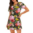 thumbnail image 1 of Fotbe Cute Pigs Sunflower Bata de Dormir para Mujer con Estampado, Camisón de Algodón de Manga Corta, Ropa de Dormir Casual, 1 of 6