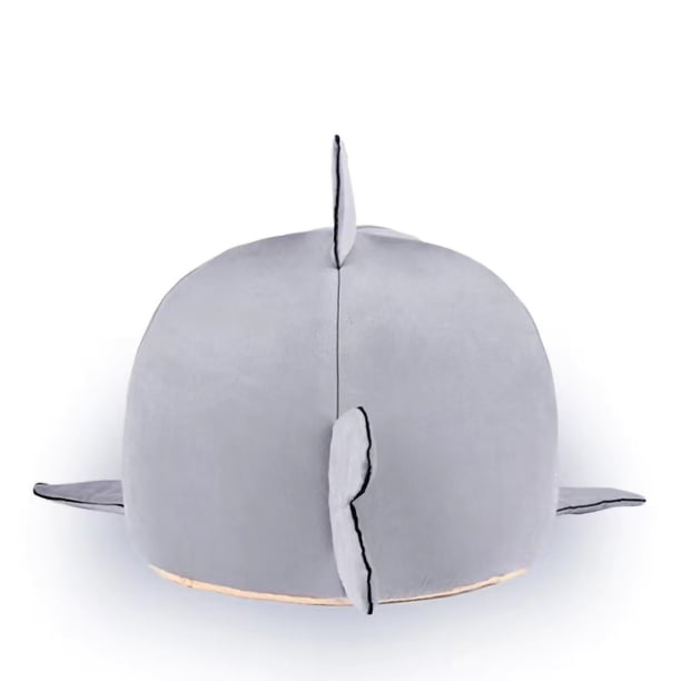 Shark Cat House Cama extraíble lavable para todas las estaciones con forma de tiburón para mascotas, gatitos y perros, color gris