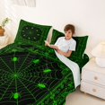 thumbnail image 3 of Manfei Spooky Halloween Bed Sheets,Green Spider Web Print Full Size Sheets,4pcs,1 Flat Sheet, 1 Fitted Sheet and 2 Pillowcases, 3 of 6