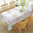 thumbnail image 2 of Spring Summer Floral Tablecloth Rectangle 60 x 102 Inch Watercolor Wild Flower Butterfly Table Cloth, Spill Proof Fabric Table Cover for Dining, Party, Patio, Indoor, Outdoor, Pink, 2 of 5