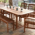 Outdoor Expandable Acacia Wood Patio Long Dining Table, Brown