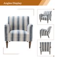 thumbnail image 2 of Stripe Accent Chair, Tina's Home Wood Leg Armchair Living Room Bedroom Adult, Navy Stripe, 2 of 6